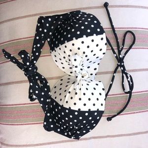 VS black & white polka dot bandeau swim top